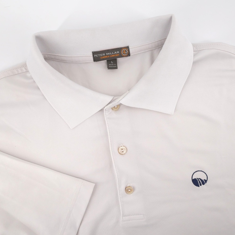 Peter Millar Summer Comfort Polo Shirt Light Gray Short Sleeve Mens L